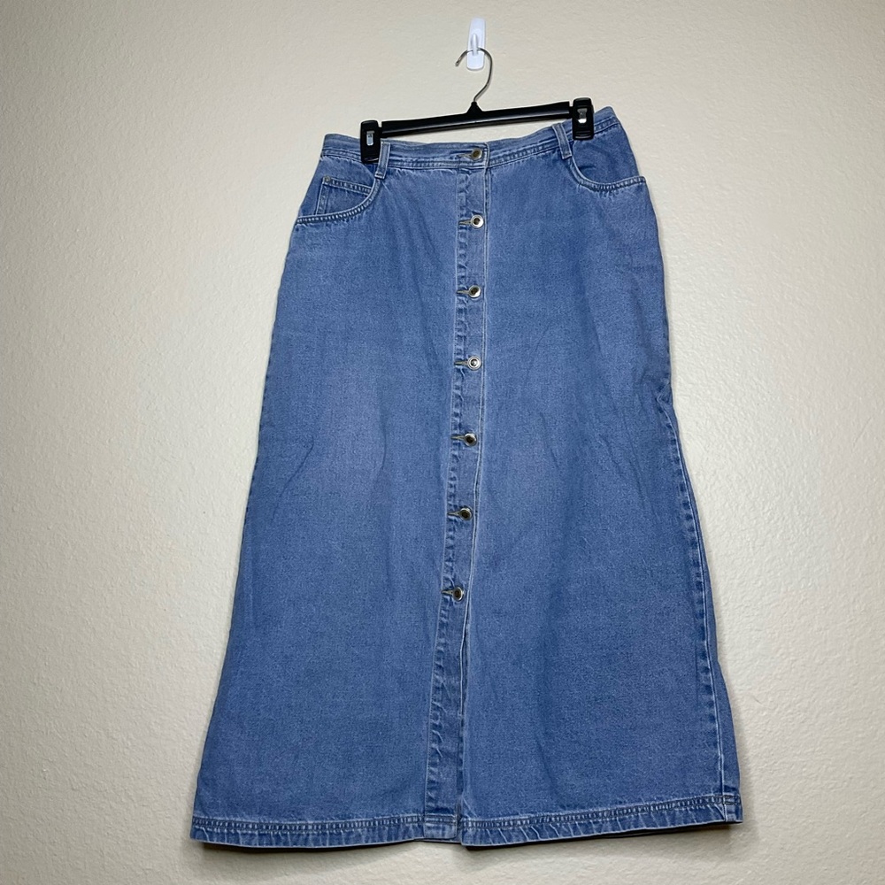 Women’s Vintage 90’s Just Blu Shin Length Blue Jean Skirt Size 12